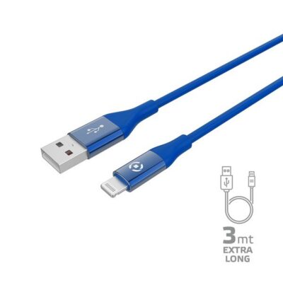 USBLIGHTCOL3M – Cavo USB-A a Lightning, lunghezza 3 metri, potenza massima 12 Watt, Certificazione “MFI”