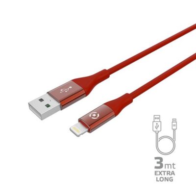 USBLIGHTCOL3M – Cavo USB-A a Lightning, lunghezza 3 metri, potenza massima 12 Watt, Certificazione “MFI”