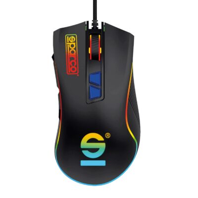 SPARCO – Mouse a filo ergonomico, adatto per il gaming, connessione USB-A, luci RGB, Plug&Play LINE [SPARCO COLLECTION]