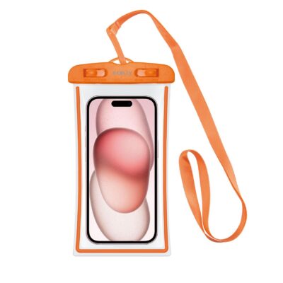 SPLASHBAG24 – Custodia impermeabile per smartphone fino a 7″, design trasparente, chiusura ermetica, laccio a collo incluso, certificazione IPX8