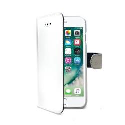 WALLY – Custodia a libro in pelle sintetica con chiusura flap magnetico, slot per carte e funzione stand colore bianco compatibile con Apple iPhone 8 Plus/ iPhone 7 Plus