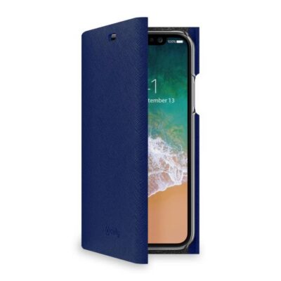 SHELL – Custodia ad agenda con finitura saffiano, slot per carte e funzione stand compatibile con Apple iPhone Xs/ iPhone X