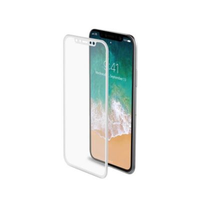 3DGLASS – Vetro 9H con bordo colorato bianco per schermo curvo compatibile con Apple iPhone Xs/ iPhone X