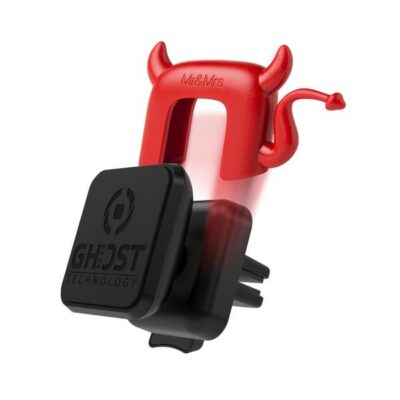 Supporto auto magnetico universale, utilizzo bocchette d’aereazione, orientabile 360°, profumatore da auto a forma di diavoletto incluso