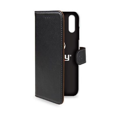 WALLY – Custodia a libro in pelle sintetica con chiusura flap magnetico, slot per carte e funzione stand colore nero compatibile con Apple iPhone Xs Max