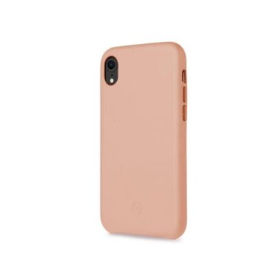 SUPERIOR – Cover in pelle sintetica con copertura tasti in alluminio colorato, colore rosa compatibile con Apple iPhone Xr