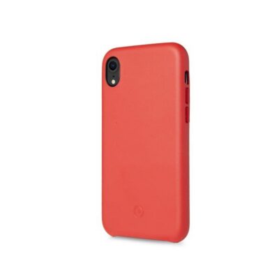 SUPERIOR – Cover in pelle sintetica con copertura tasti in alluminio colorato, colore rossa compatibile con Apple iPhone Xr