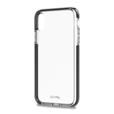HEXAGON – Cover trasparente nero semi rigida, ultra resistente in TPU + Policarbonato compatibile con Apple iPhone Xr