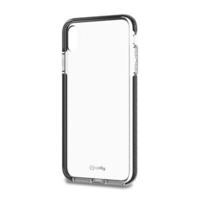HEXAGON – Cover trasparente nero semi rigida, ultra resistente in TPU + Policarbonato compatibile con Apple iPhone Xs Max