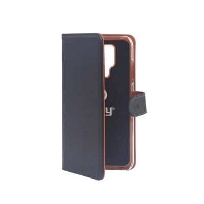 WALLY – Custodia a libro in pelle sintetica con chiusura flap magnetico, slot per carte e funzione stand colore nero compatibile con Huawei Mate 20