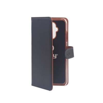 WALLY – Custodia a libro in pelle sintetica con chiusura flap magnetico, slot per carte e funzione stand colore nero compatibile con Huawei Mate 20 Lite