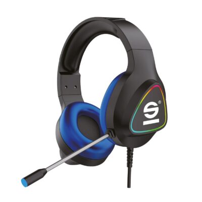 SPARCO – Cuffia a filo per Gaming, padiglioni ed archetto imbottiti, microfono regolabile, controllo remoto, luci RGB, connessione jack 3.5mm