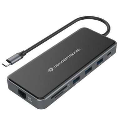 DOCKING STATION 12-in-1 USB 3.2 GEN.1 – 2x HDMI, VGA, USB-C Data, 2x USB-A 3.0, USB-A 2.0, SD, TF/MicroSD, Audio, GbE LAN, 100W USB PD