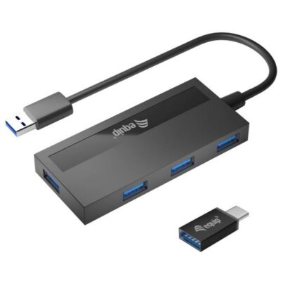EQUIP – HUB USB 3.2 Gen 1 4-PORTE con adattatore USB-C
