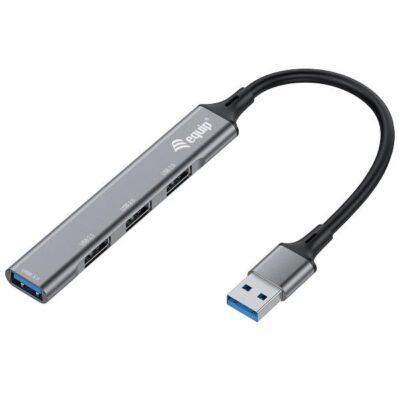 EQUIP – HUB 4-PORTE (1x USB 3.2 Gen 1 + 3x USB 2.0), Alluminio