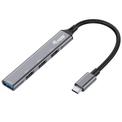 EQUIP – HUB 4-PORTE USB-C (1x USB 3.2 Gen 1 + 3x USB 2.0), Alluminio
