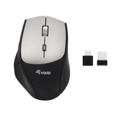 EQUIP – MOUSE ERGONOMICO WIRELESS 6-TASTI 2400dpi CON ADATTATORE DOPPIA CONNESSIONE (USB-C+A)