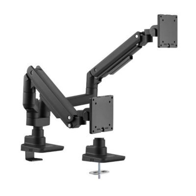 EQUIP – STAFFA DOPPIO MONITOR 17″-35″ ROBUSTO PAN & TILT DA SCRIVANIA, NERO