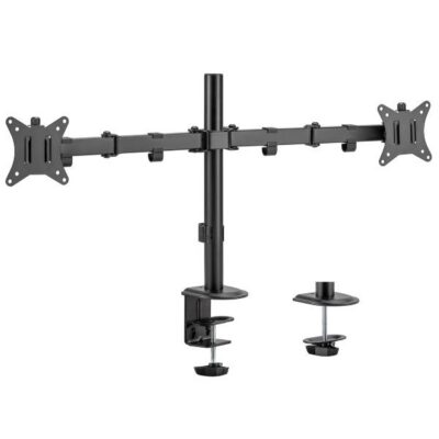 EQUIP – STAFFA DOPPIO MONITOR 17″-32″ ARTICOLATA PAN & TILT DA SCRIVANIA, 360°