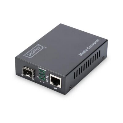 Convertidor de medios DIGITUS, SFP 10/100 / 1000Base-T a SFP Open Slot, Incl. PSU sin módulo SFP Media converter