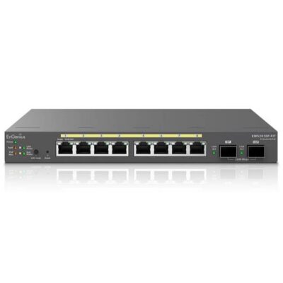 Switch 8-port GbE PoE.af/at(+) 55W, 2xSFP Desktop wall-mountable