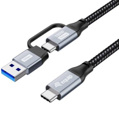 EQUIP – CAVO 2 in 1 USB 3.2 Gen 2×2 da C a C/A, PD100W, 4K/60Hz, 20Gbps, 2.0m