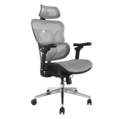 EQUIP – SEDIA DA UFFICIO ERGONOMICA PREMIUM, con poggiatesta e braccioli, Grigia