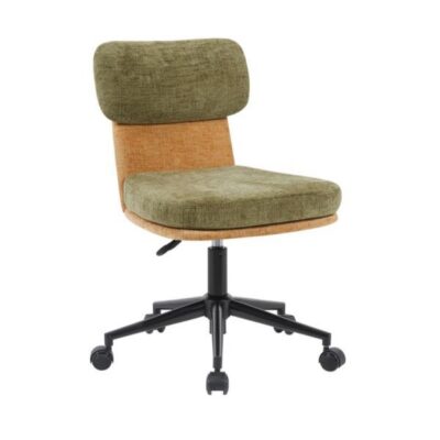 EQUIP – Sedia da scrivania girevole, sedia imbottita in ciniglia, per l’ufficio domestico, regolabile in altezza, base cromata, verde