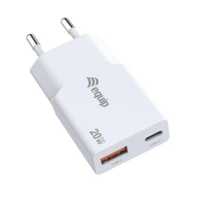 EQUIP – Caricabatterie GaN PD sottile USB a 2 porte da 20W, 1x USB-C + 1x USB-A