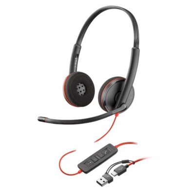 Cuffie HP Poly Blackwire 3220 USB-C/A Black Headset +USB-C/A Adapter (Bulk)