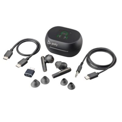 Cuffie HP Poly Voyager Free 60+ UC + Adattatore BT700 USB-C + Custodia per ricarica con touchscreen
