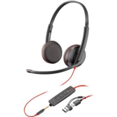 Cuffia HP Poly Blackwire 3225 USB-C/A + AUX 3,5 mm (SFUSE)