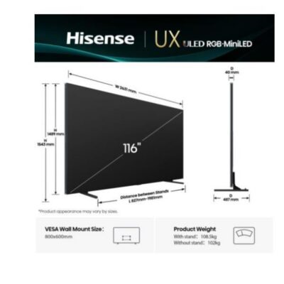 116 UXQ RGB MINI LED 4K ULTRA HD SMART VIDAA REFRESH RATE 165HZ