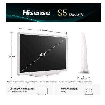 43 S5Q DECO BIANCO ULTRA HD QLED SMART VIDAA REFRESH RATE 60HZ