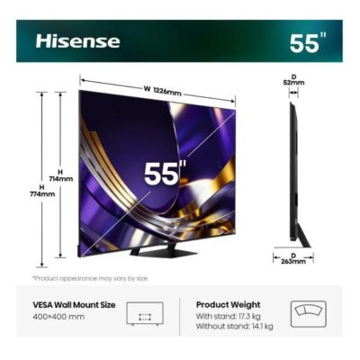 55 U7S PRO MINI LED 4K ULTRA HD SMART VIDAA REFRESH RATE 165HZ
