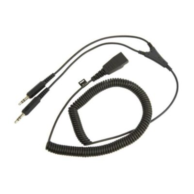 Cavo PC spiralato connessione PC – QD -> 2×3,5 mm – 2 m per cuffie con filo