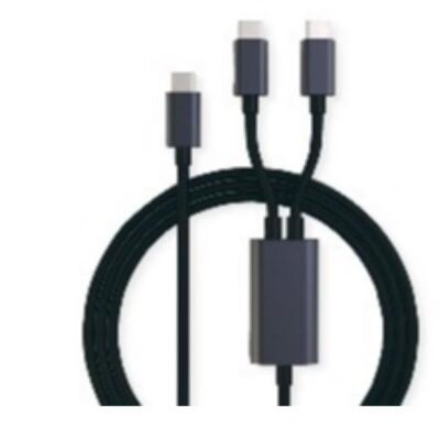 NILOX TECH – Docking station con porta USB-C, 3in1, cavo con splitter a forma di Y, 3 porte USB-C, lunghezza cavo 1.85 mt