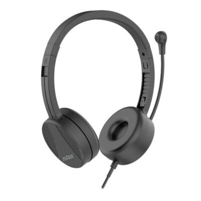 NILOX TECH – Cuffia con connessione USB, microfono rotante, controllo volume, cuscinetti morbidi, lunghezza cavo 1.8 mt