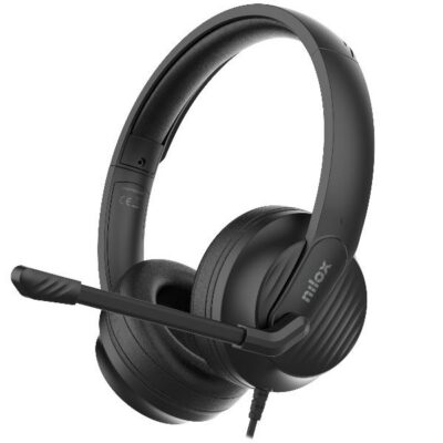 NILOX TECH – Cuffie con microfono USB, controllo volume e muto, ENC (cancellazione rumore ambientale), USB-A con adattatore per USB-C