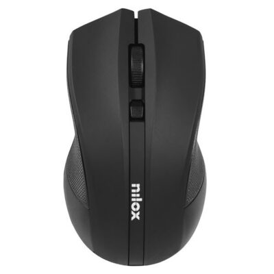 NILOX TECH – Mouse ottico, connessione wireless, 1600DPI, ricezione fino a 10 metri di distanza, funziona con pile AA(non incluse), 2 tasti