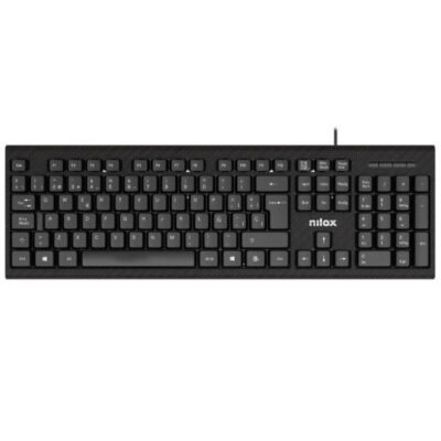 NILOX TECH – Kit Tastiera, connessione USB-A, lunghezza cavo 1.5 mt + Mouse ottico, connessione USB-A, lunghezza cavo 1.5 mt, 3 tasti