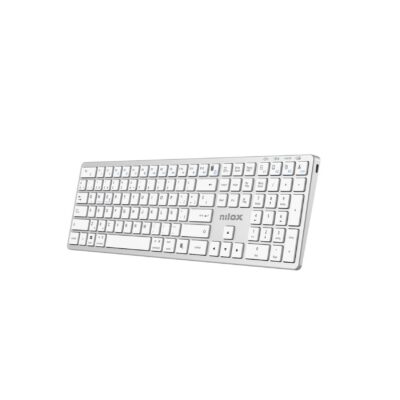 NILOX TECH – Tastiera connessione wireless DUAL (BT 5.2 e Dongle 2.4GHZ), ricaricabile tramite porta USB-C, cavo incluso, 110 tasti, layout italiano, connessione simultanea