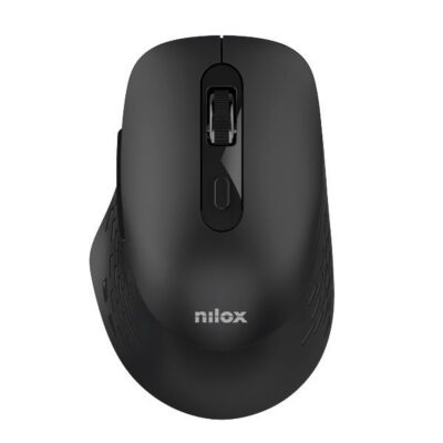 NILOX TECH – Mouse ottico, connessione wireless DUAL (Dongle 2.4 Ghz e wireless), 1600DPI, 6 pulsanti, ergonomico, funziona con pile AA(non incluse)