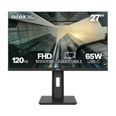 NILOX TECH – Monitor Regolabile 27″ 120Hz/IPS/Full HD/USB-C 65W/Multimedia