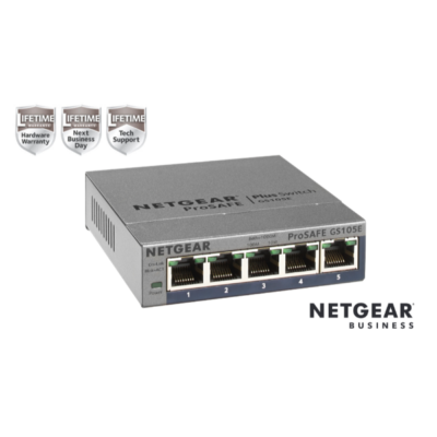 NETGEAR GS105E Switch Smart Managed Plus 5 porte Gigabit,Garanzia a vita+NBD