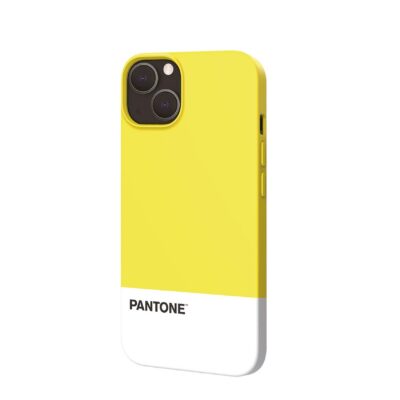 PANTONE – Cover in TPU bicolore giallo e bianco bordi anti-scivolo protezione tasti laterali compatibile con Apple iPhone 13