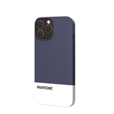 PANTONE – Cover in TPU bicolore blu navy e bianco bordi anti-scivolo protezione tasti laterali compatibile con Apple iPhone 13 Pro