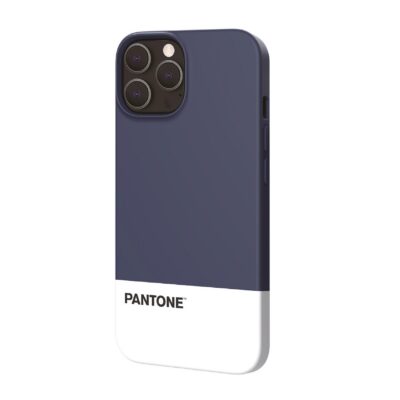PANTONE – Cover in TPU bicolore blu navy e bianco bordi anti-scivolo protezione tasti laterali compatibile con Apple iPhone 13 Pro Max