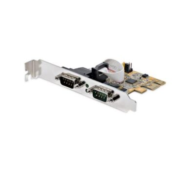 Scheda seriale PCI Express a due porte – Scheda di interfaccia seriale da PCIe a 2x RS232 (DB9)- Scheda PCIe con staffe standard o a basso profilo – 16C1050 UART – Ritenzione COM –
