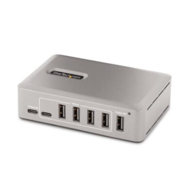 Hub USB-C 3.0 a 10 Porte – 8x USB-A + 2x USB-C – Autoalimentato con Alimentatore da 65W – Hub USB 3.1 10Gbps – Multipresa USB Type-C per Desktop/Laptop con Cavo di Bloccaggio Certi